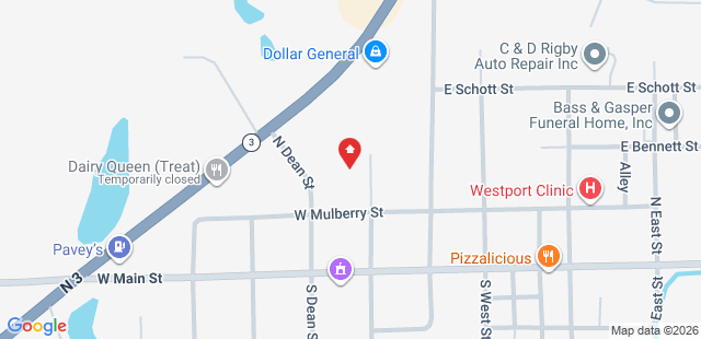 Map of 204+N.+Williamson+St.+Westport%2C+IN+47283